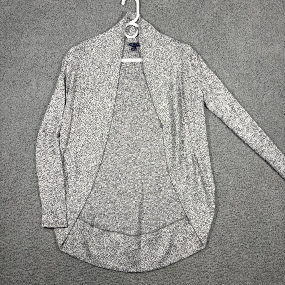 Aeropostale Cardigan Womens XS Grey Marled Open Front Draped Cocoon High Low